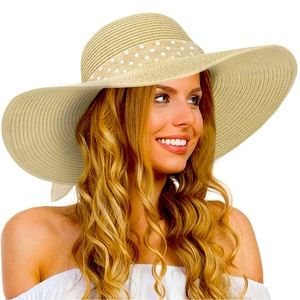 5/$20🛍️ NWOT-Women’s- Wide Brim Floppy Beach Hat, Foldable Straw Hat